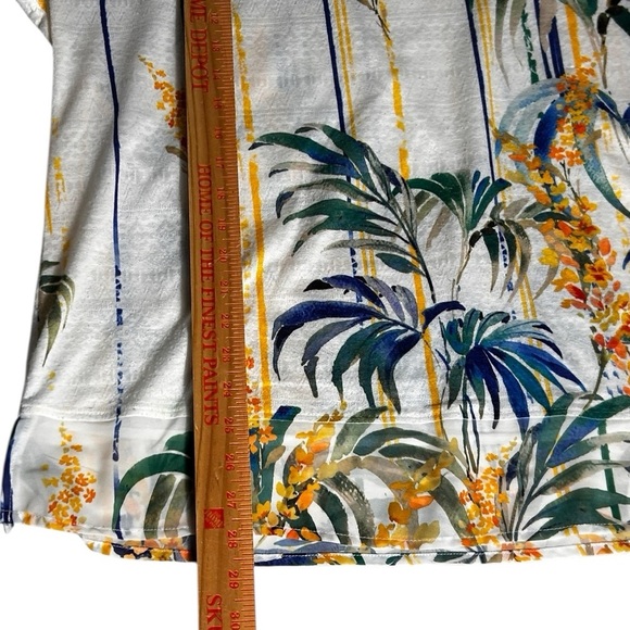 Christopher & Banks Tropical Palms Square Neckline Pullover Blouse Cap Sleeve 1X - Picture 9 of 10